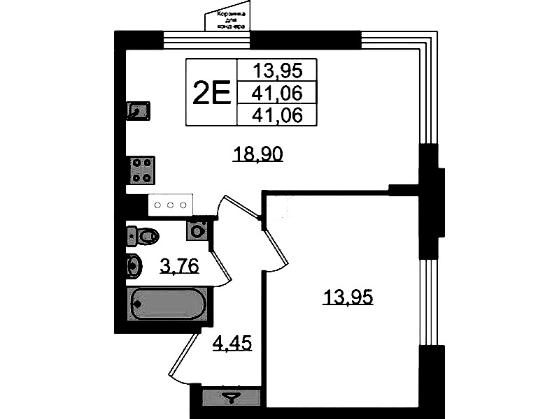 1-комнатная квартира 41.06 м², 4/11 эт., ЖК «VEREN NORT Сертолово»